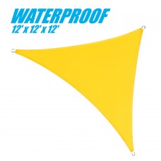 ColourTree 100% BLOCKAGE Waterproof 12' x 12' x 12' Sun Shade Sail Canopy  Triangle Yellow - Commercial Standard Heavy Duty - 220 GSM - 4 Years Warranty   